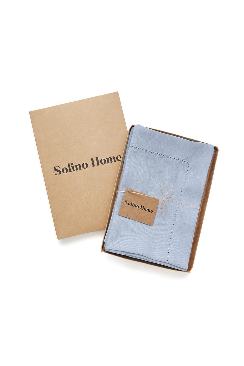 Linen Dinner Napkins Set of 4, 20 x 20" - Classic Hemstitch, Alternate, color, Sky Blue