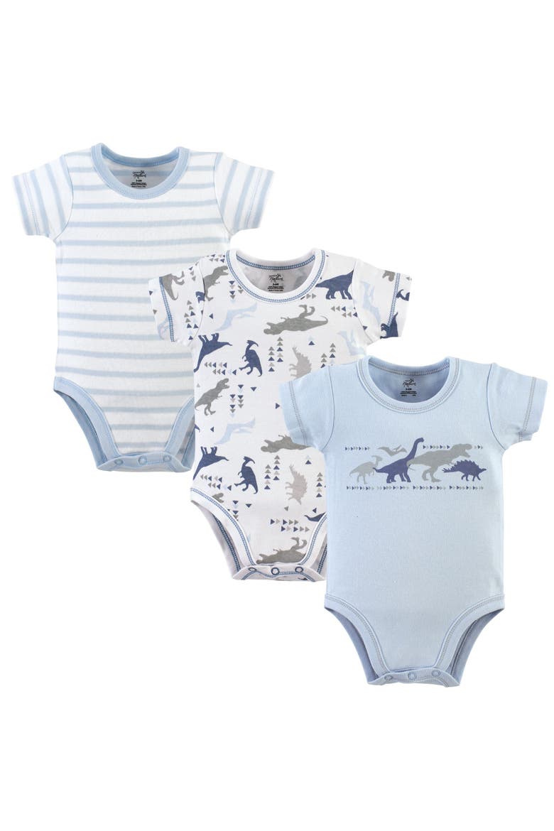 3Pk Organic Bodysuits, Main, color, Dino