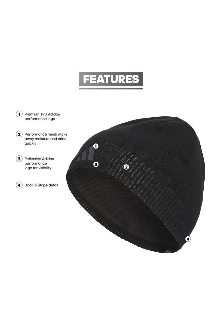 Men's Creator Three Stripe Beanie, Alternate, color, BLACK/CARBON GREY/ONIX GREY