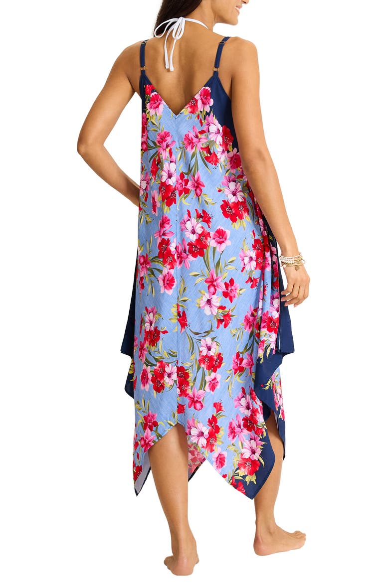 Chambray Beach Scarf Cover-Up Dress, Alternate, color, MARE NAVY