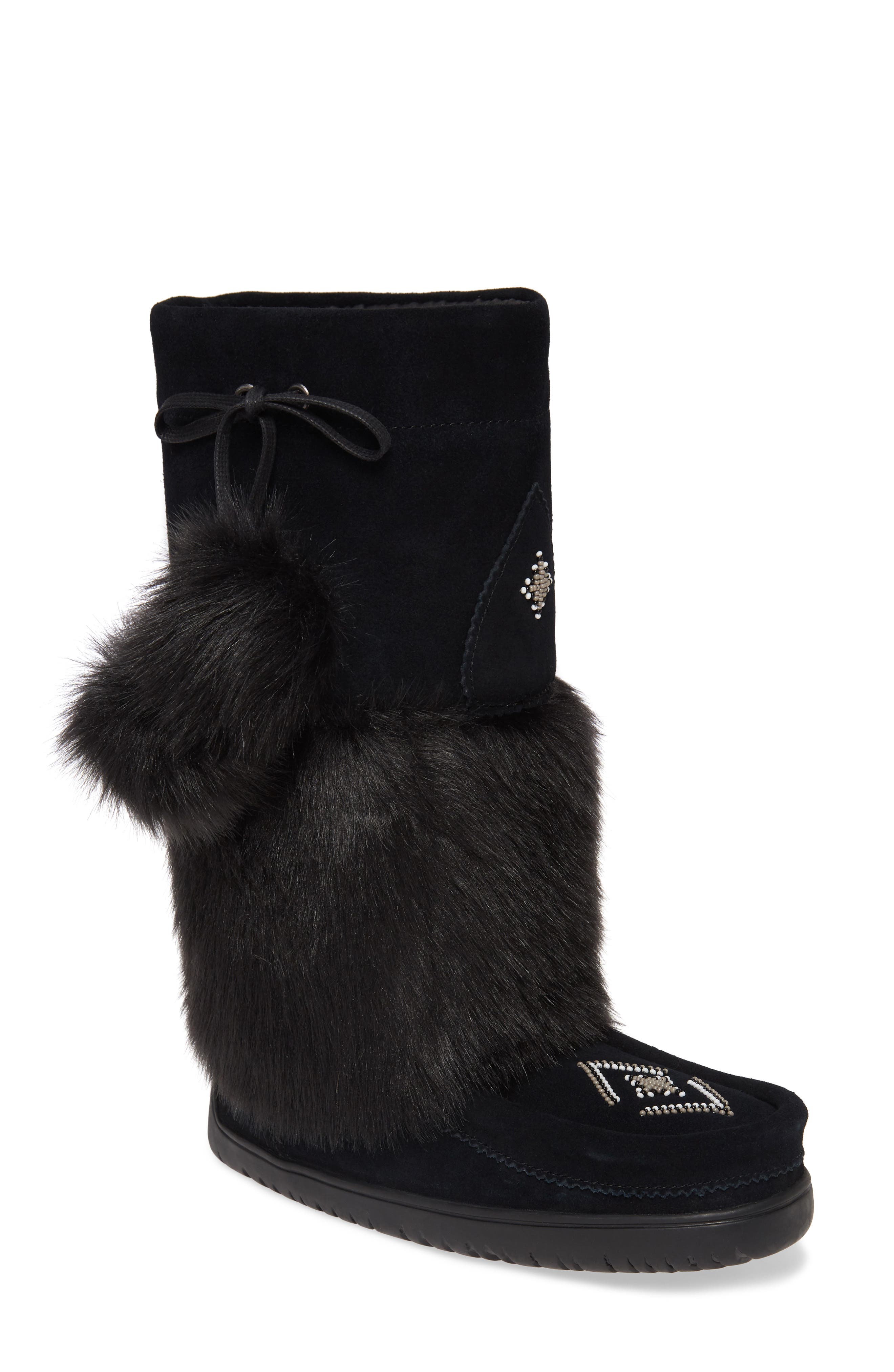 Manitobah Mukluks Snowy Owl Faux Fur Waterproof Snow Boot, Main, color, 