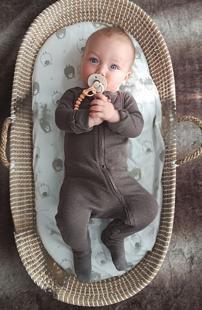 L'ovedbaby Organic Cotton Pointelle Zip Footie, Alternate, color, 