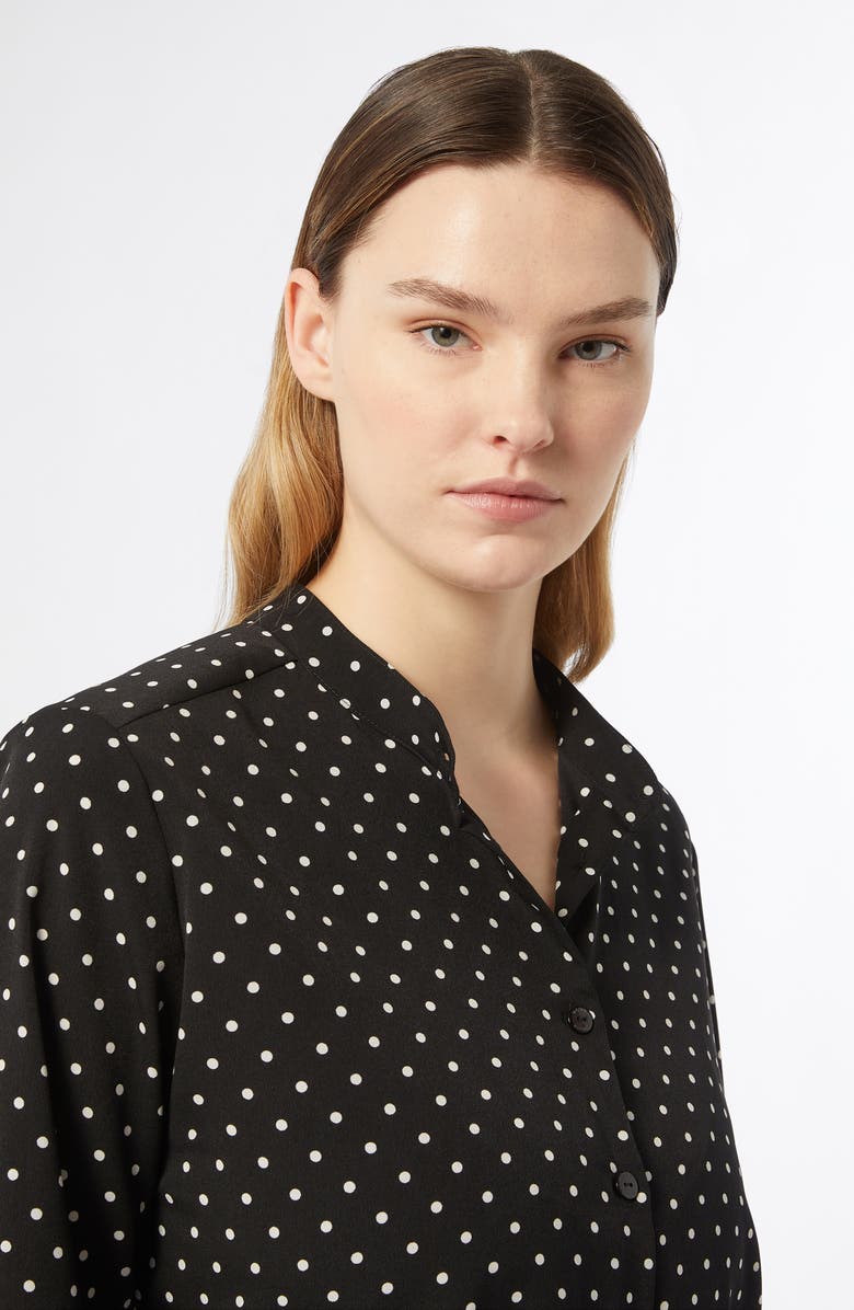 Marina Rinaldi Freccia Polka Dot Button-Up Shirt with Removable Scarf, Alternate, color, 