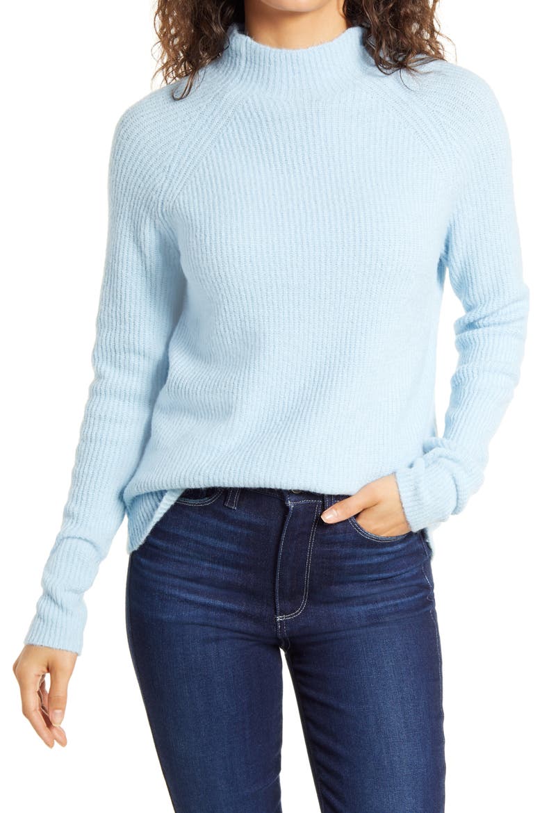 Mock Neck Sweater, Main, color, BLUE FALLS