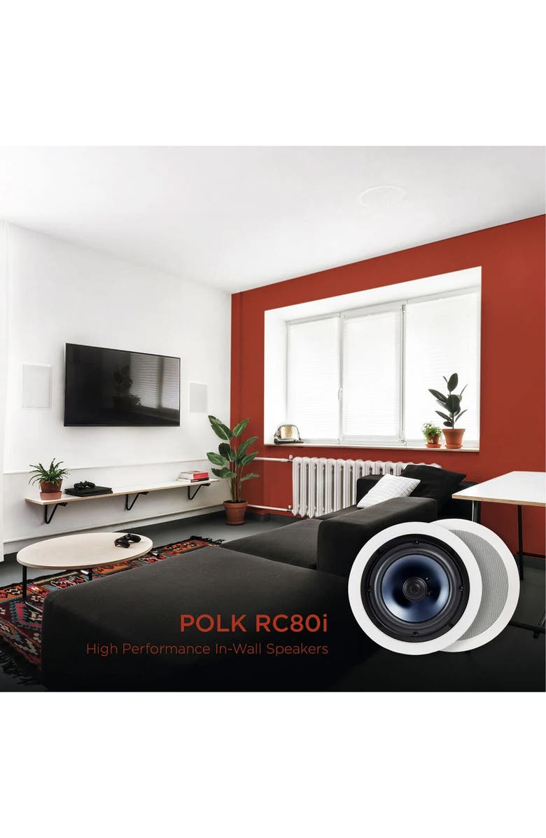 Polk Audio RC80I 2 Way In Ceiling Speakers - 8 Pack, Alternate, color, White