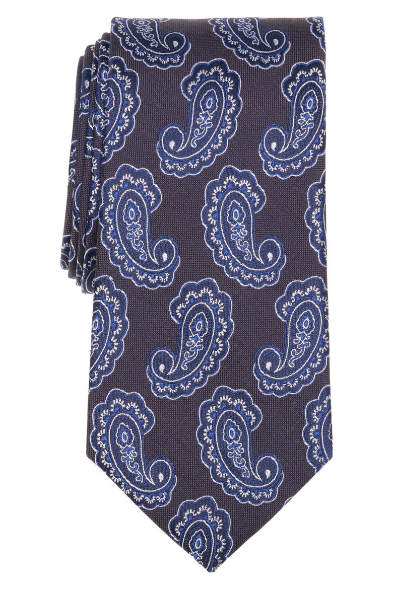Pine Paisley Silk Tie, Main, color, BROWN