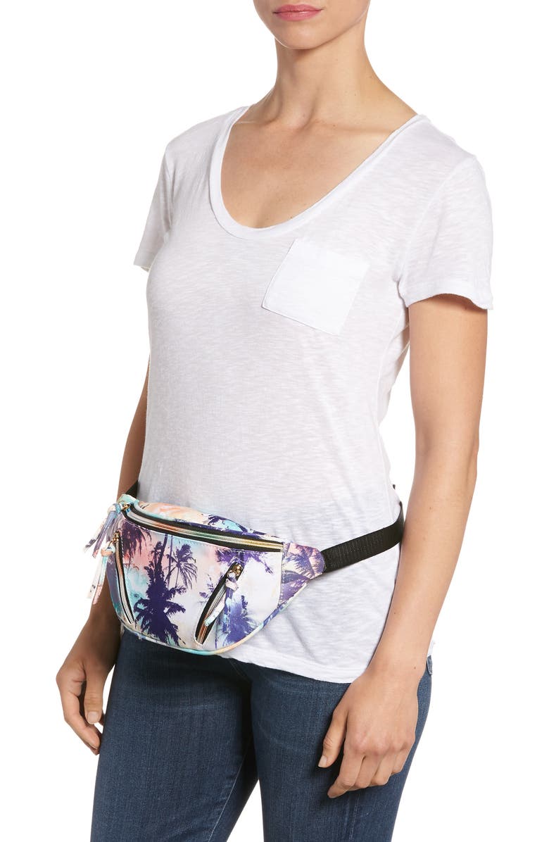Yoki Bags Palm Print Canvas Belt Bag, Alternate, color,
