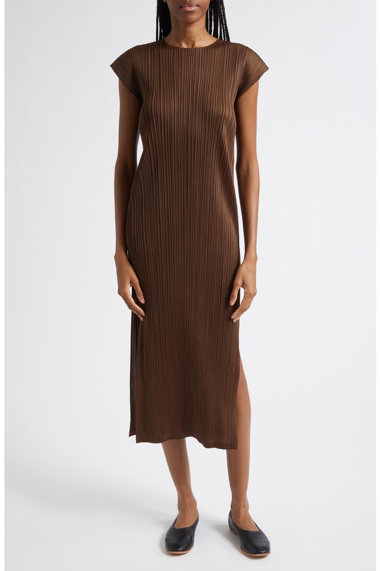 midi pleated dress for women Noelle Twist Front Pleated Midi Dress