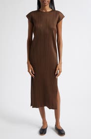 Pleats Please Issey Miyake Swing Solid Pleated Midi Dress