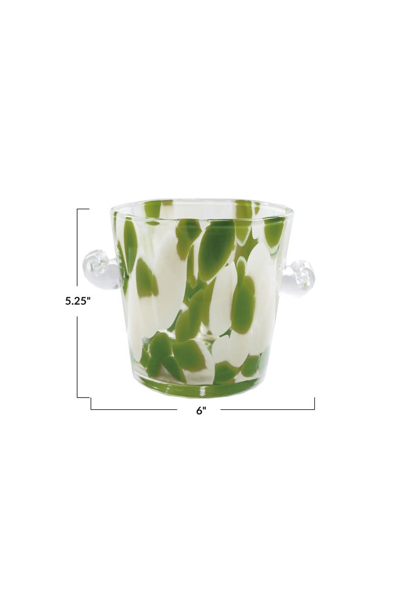 32-Ounce Confetti Glass Ice Bucket with Handles, Yellow and Green, Alternate, color, Yellow