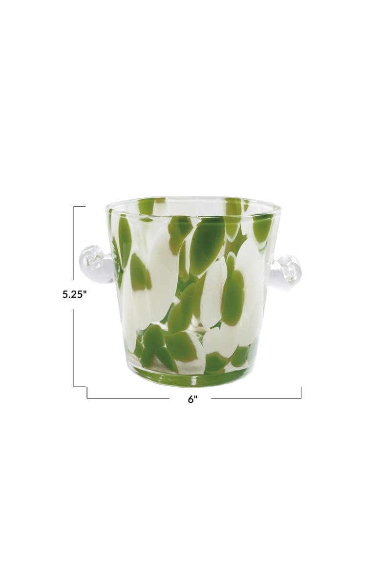 Storied Home 32-Ounce Confetti Glass Ice Bucket with Handles, Yellow and Green, Alternate, color,