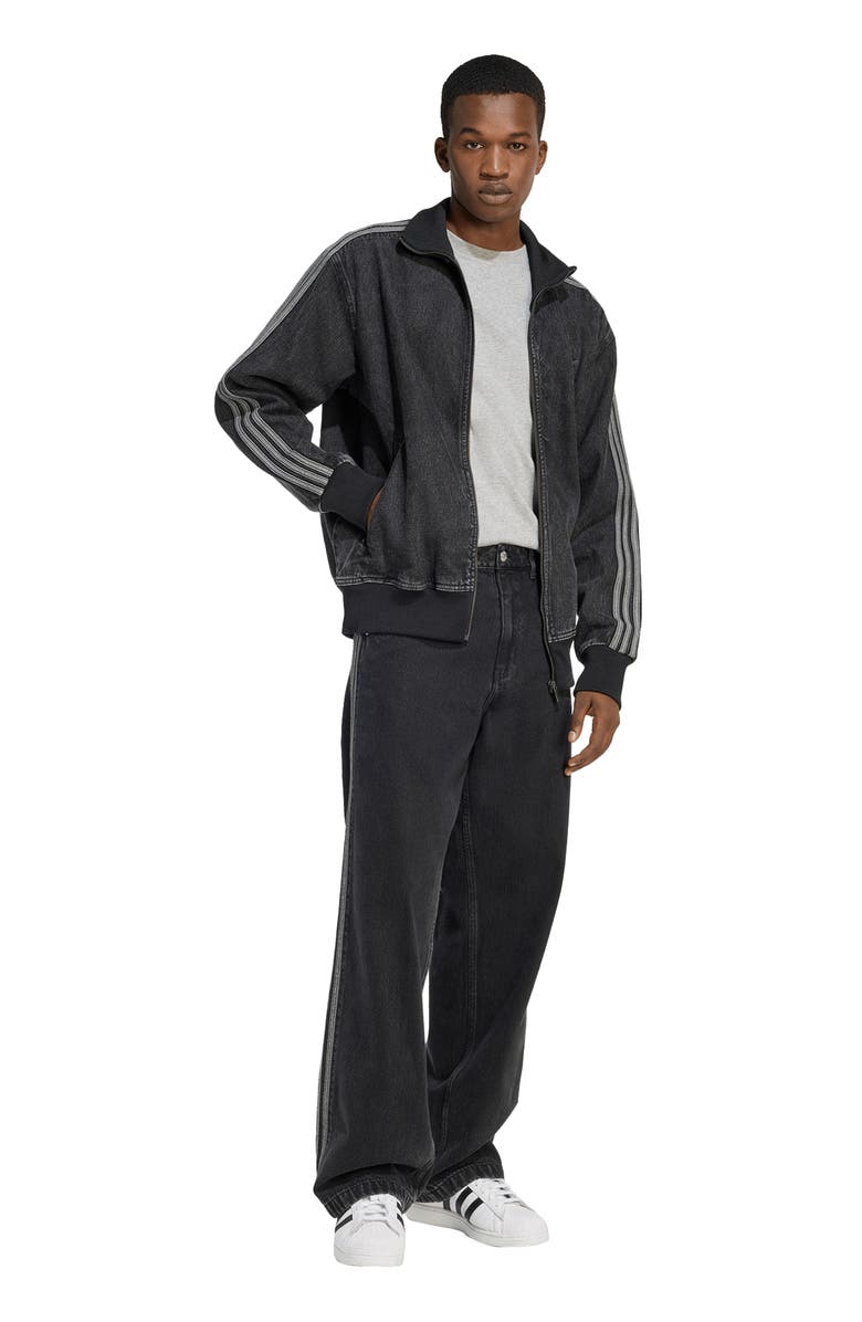 adidas Firebird Denim Track Jacket, Alternate, color, True Black Denim