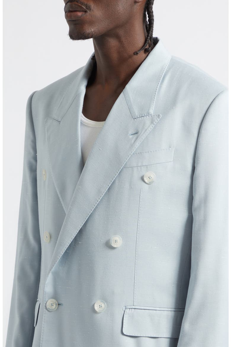 Double Breasted Shantung Jacket, Alternate, color, B8966 AZZURRO POLVERE
