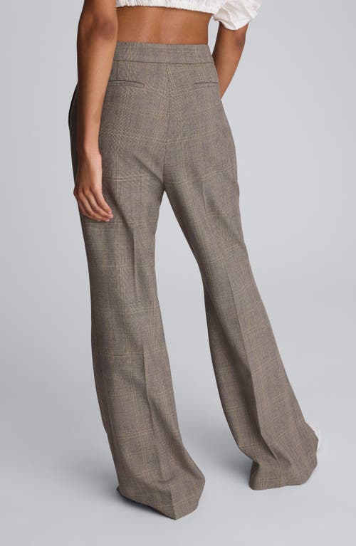 Kenneth Cole Plaid High Rise Split Front Flare Leg Pant In Gray