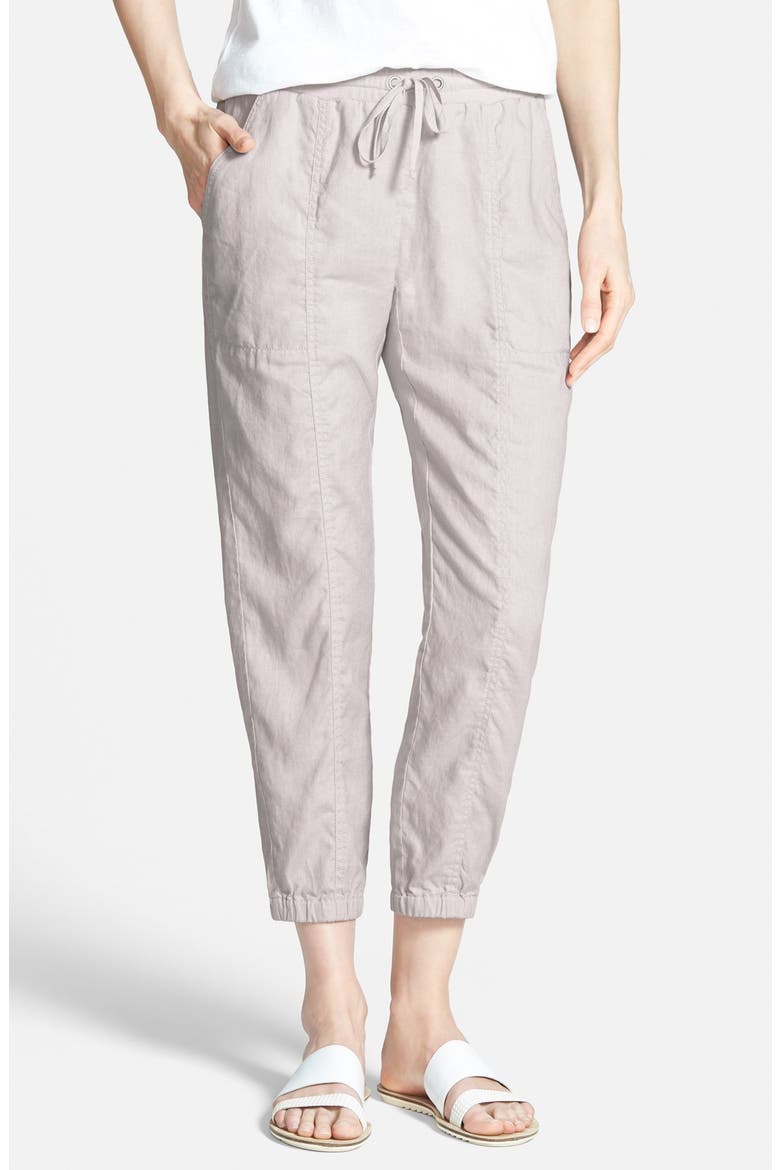 Organic Linen Crop Pants, Main, color, SILVER