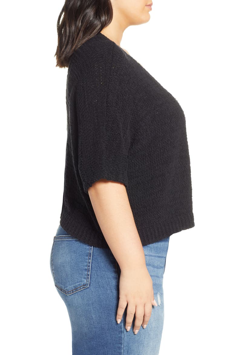 Open Crop Cardigan, Alternate, color, BLACK