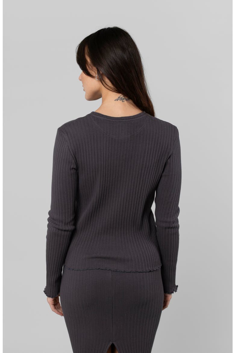 Cotton Rib Long Sleeve, Alternate, color, Charcoal