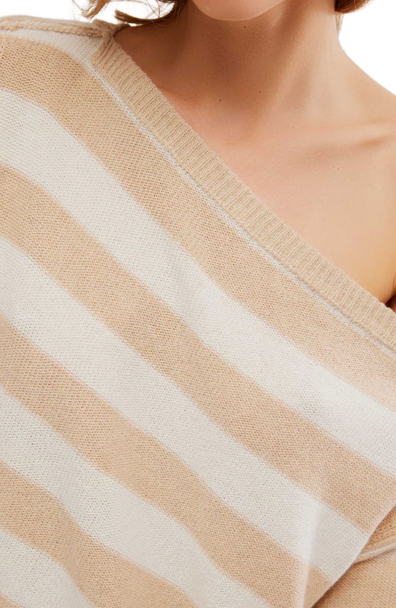 Free People Into the Blue Stripe Crop Sweater, Alternate, color,