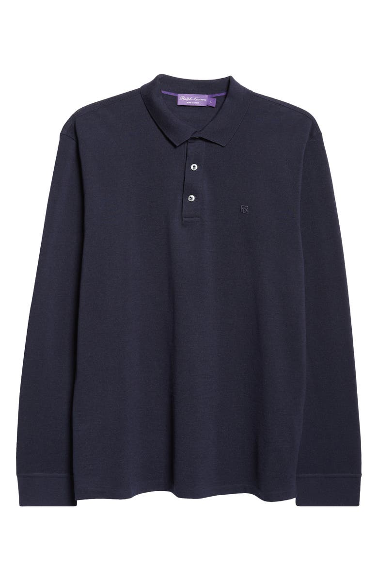 Ralph Lauren Purple Label Long Sleeve Merino Wool Piqué Polo, Alternate, color, Classic Chairman Navy