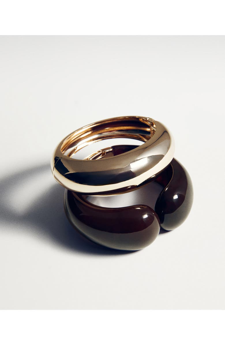 MANGO Set of 2 Volume Bracelets, Alternate, color, Gold/ Brown