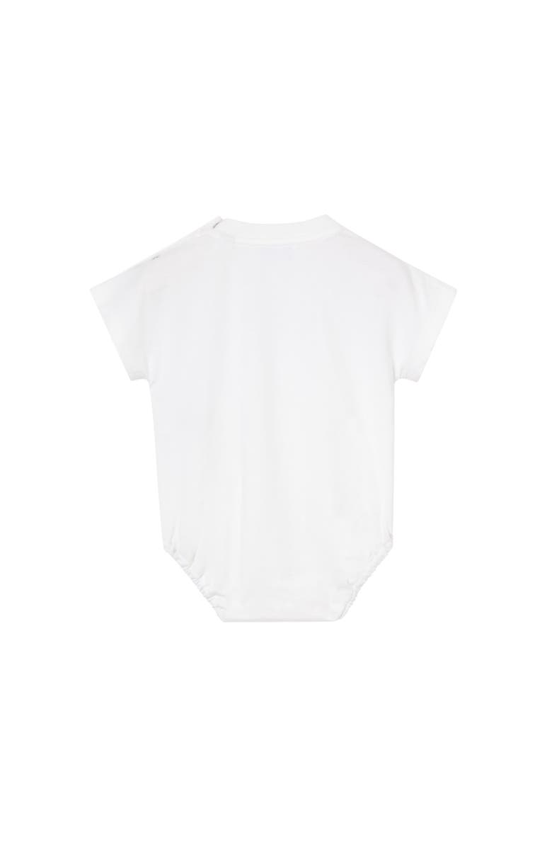 Burberry Check Cursive Logo Cotton Bodysuit, Alternate, color, White