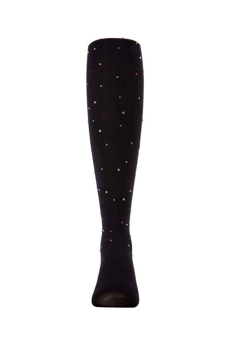 Multicolor Gemstone Opaque Nylon Tights, Alternate, color, Black