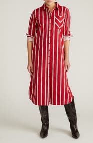 Universal Standard Odeon Long Sleeve Stretch Poplin Midi Shirtdress