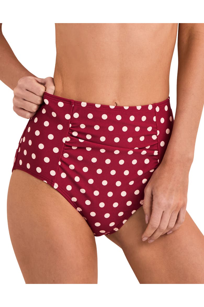 Shelbie Swimwear High Waisted Bikini Bottom, Main, color, Dot red