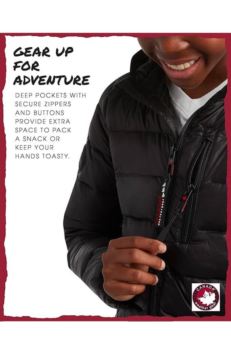 CANADA WEATHER GEAR Boys' Lightweight Packable Puffer Jacket, Alternate, color, Black/Black Patch