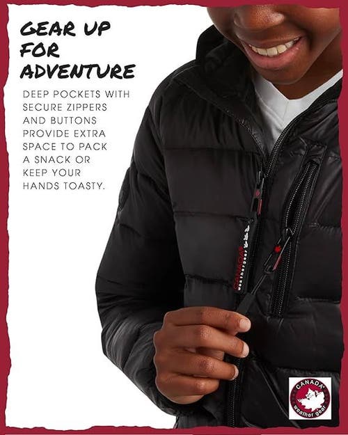 Canada Weather Gear Boys' Lightweight Packable Puffer Jacket In Black