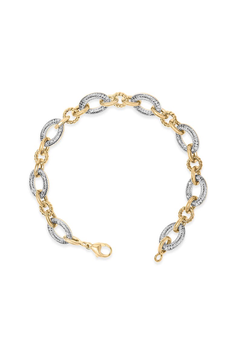 Gold Vermeil 1/10 Cttw Diamond Oval Link Bracelet, Alternate, color, Silver