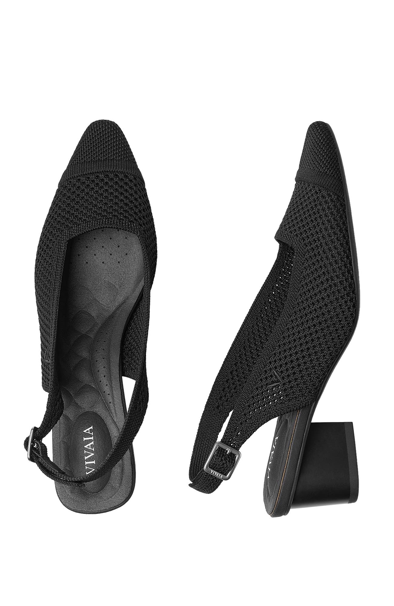 Pointed-Toe Slingback Sandals, Alternate, color, Black