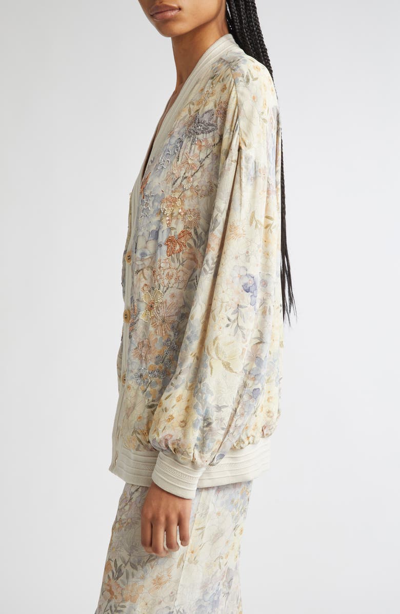 Golden Goose Journey Giselle Embellished Floral V-Neck Cardigan, Alternate, color, Pastel Flowers