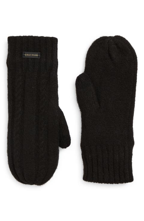 Wishbone Faux Fur Lined Cable Stitch Mittens