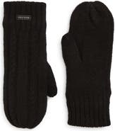 Cole Haan Wishbone Faux Fur Lined Cable Stitch Mittens