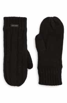 Cole Haan Wishbone Faux Fur Lined Cable Stitch Mittens
