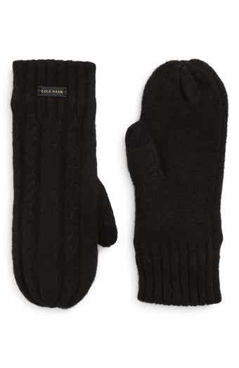 Cole Haan Wishbone Faux Fur Lined Cable Stitch Mittens