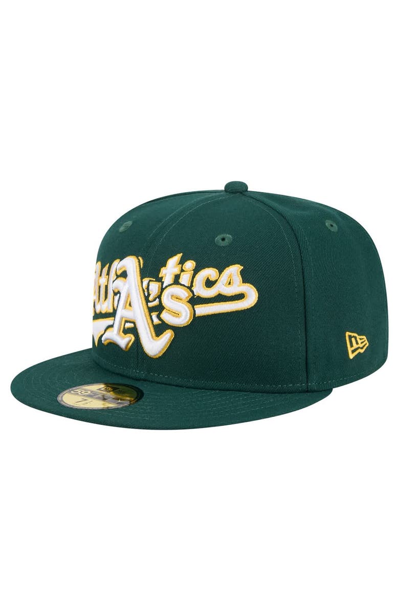 New Era Men's New Era Green Athletics Overlap 59FIFTY Fitted Hat, Alternate, color, Green
