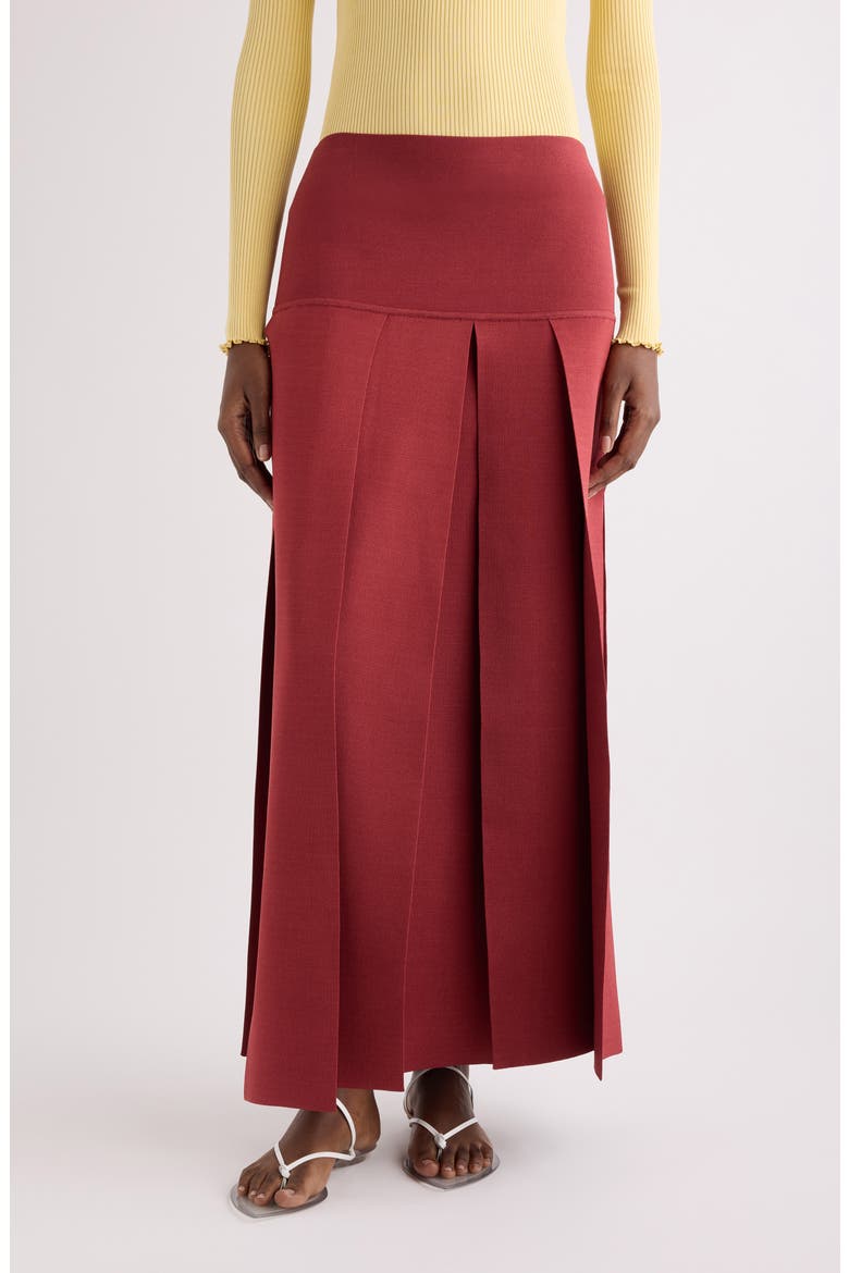 Pleated Sweater Skirt, Main, color, ROUGE POMPEI