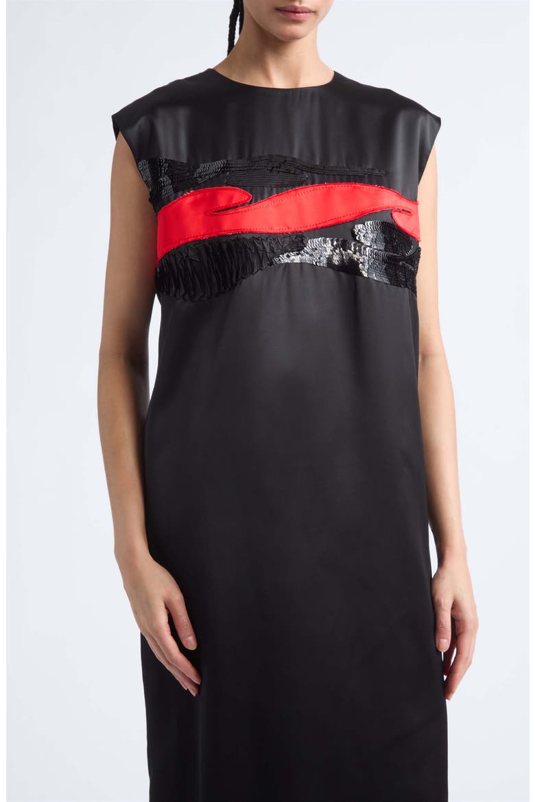 Crimson Flow Sequin Stripe Midi Dress, Alternate, color, 00N99 BLACK