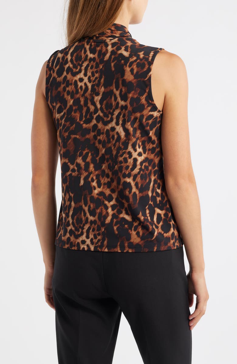 Anne Klein Leopard Triple Pleat Sleeveless Top, Alternate, color,