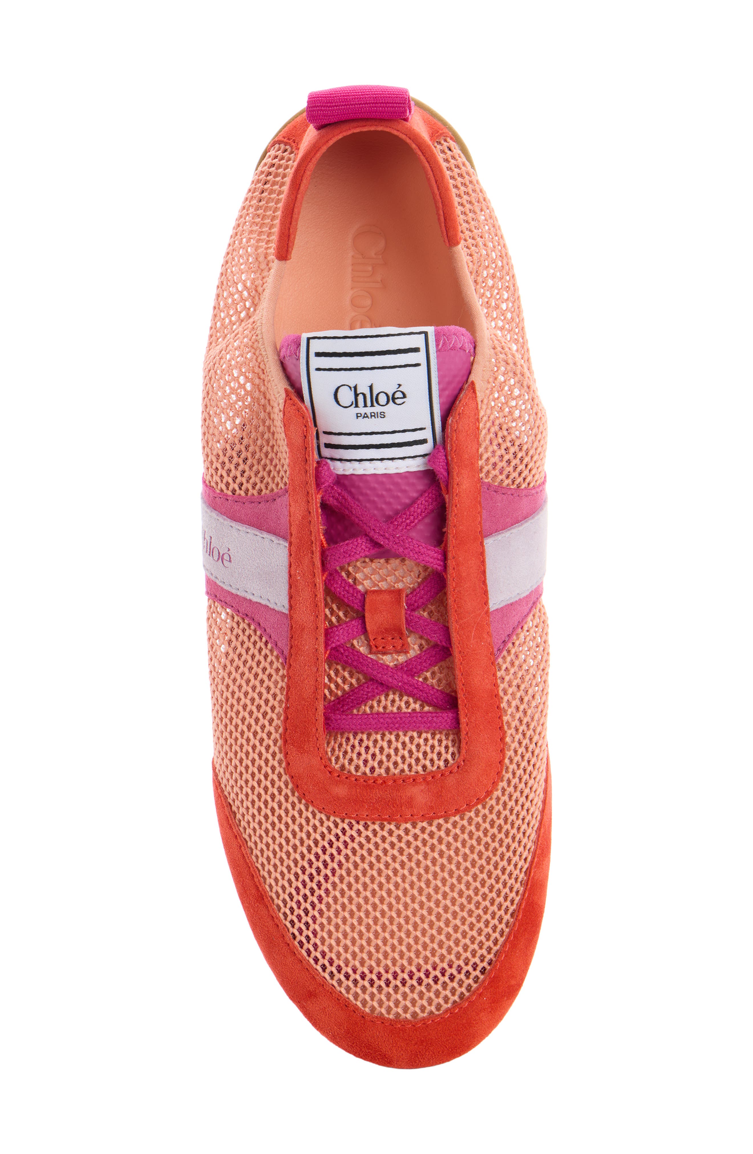Chloé Kick Mesh Sneaker, Alternate, color, Orange Fizz