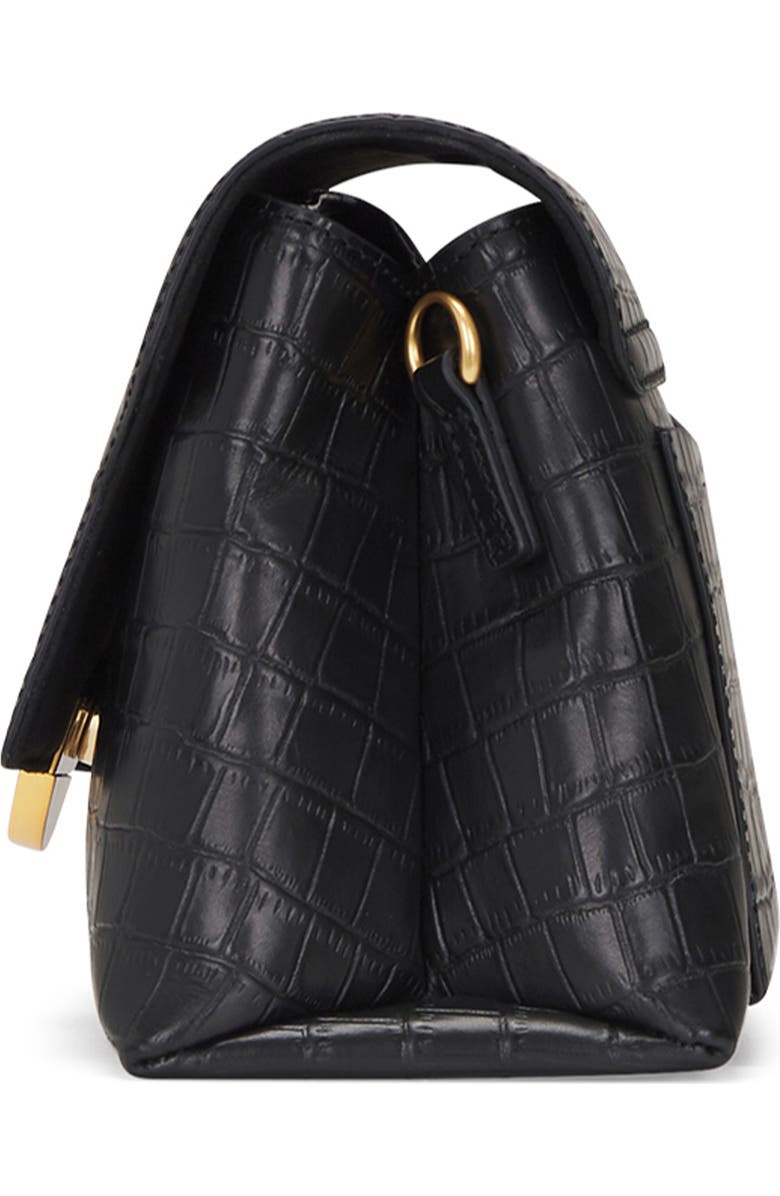 Oryany Lottie Croc Embossed Leather Crossbody Bag, Alternate, color, Black