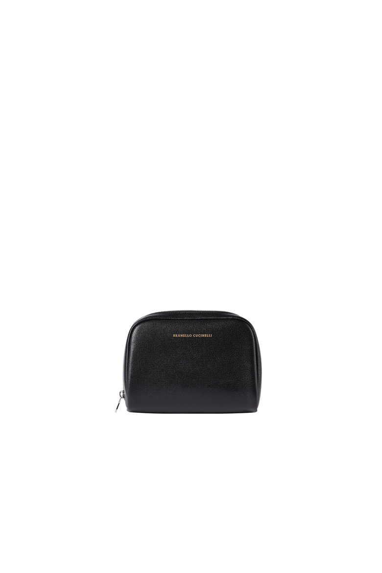 Brushed leather slim beauty case, Alternate, color, Black