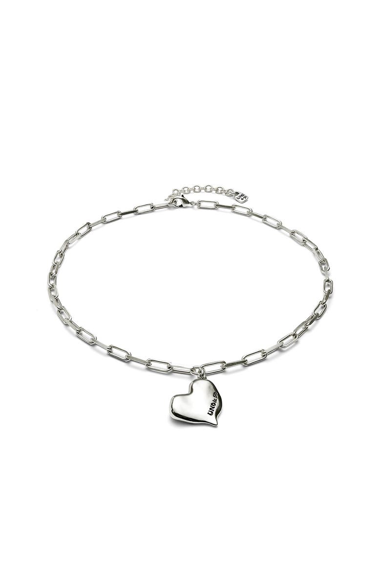UNODE50 Medium Heart Link Necklace, Alternate, color, Silver
