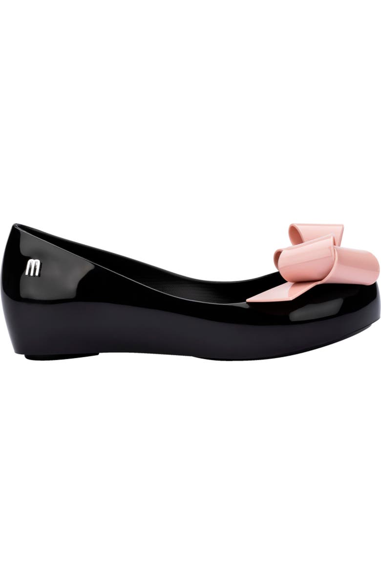 Mini Melissa Kids' Ultragirl Classic Flat, Alternate, color, Black/ Pink