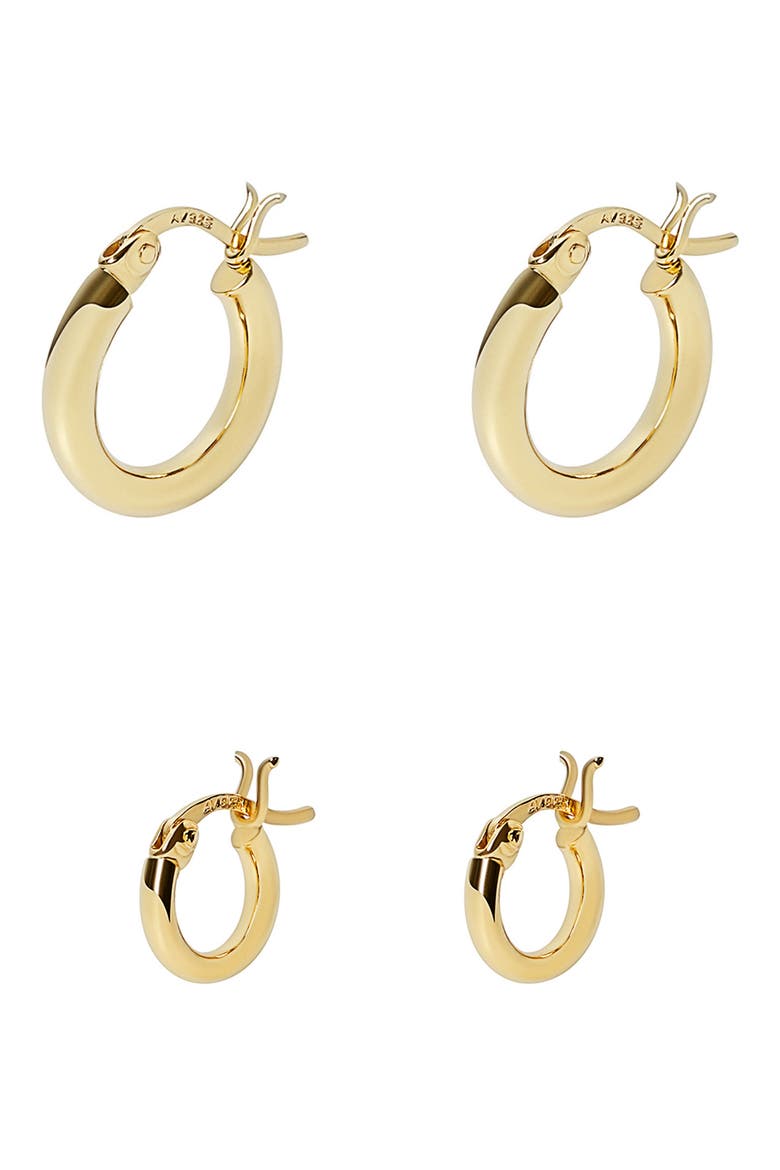 Set of 2 Hoop Earrings, Main, color, GOLD