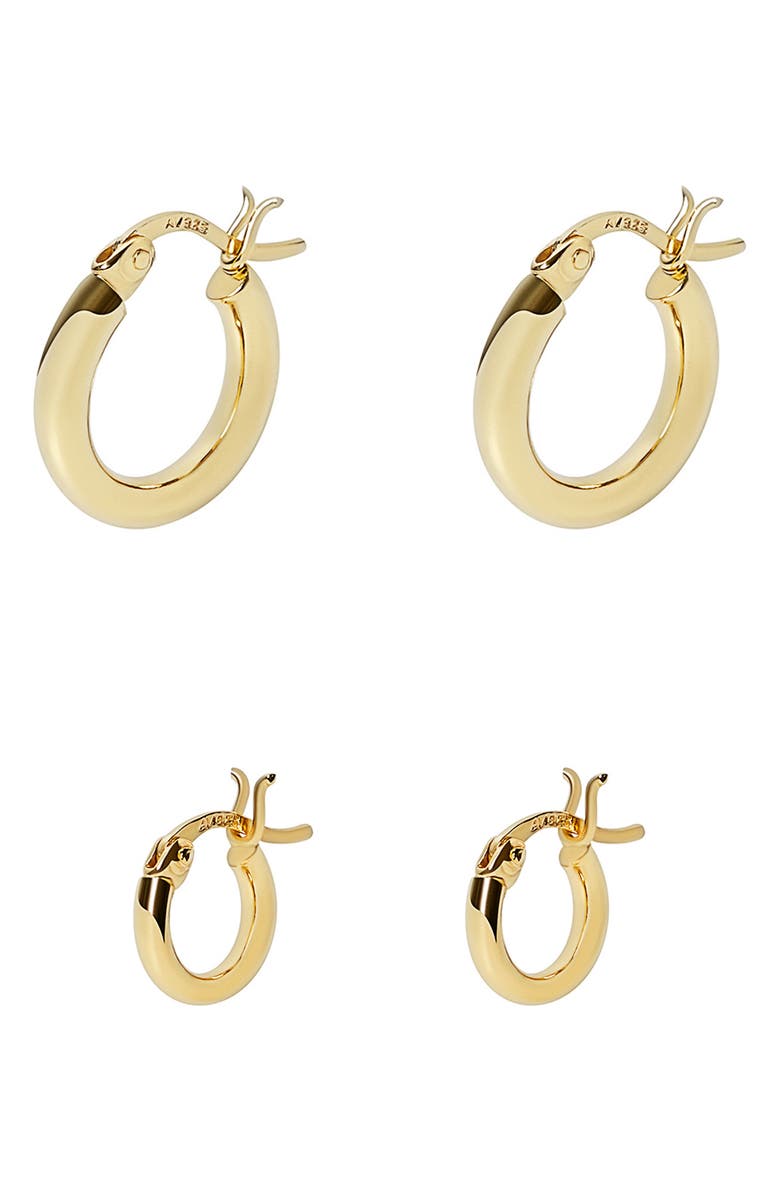 Argento Vivo Sterling Silver Set of 2 Hoop Earrings, Main, color, Gold