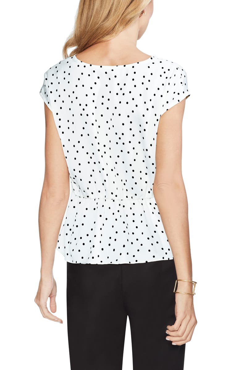 Vince Camuto Cap Sleeve Polka Dot Blouse, Alternate, color, 