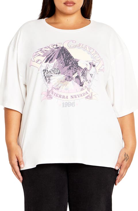 Loose Fit Cotton Graphic T-Shirt (Plus)